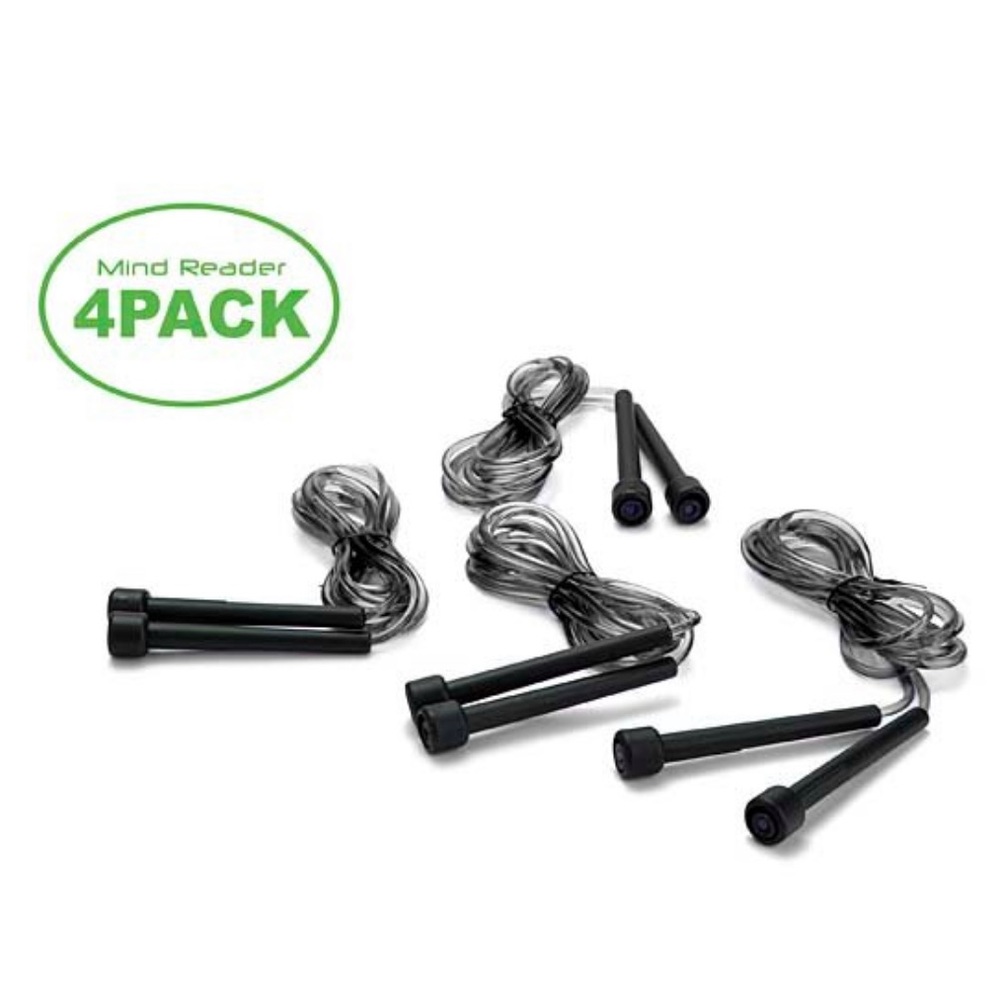 🆕 Set of 4 Black Adjustable Jump Ropes by Mind Reader